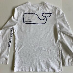 Vineyard Vines Shirt Size Medium 12-14 Youth White Long Sleeve Tee Whale Logo